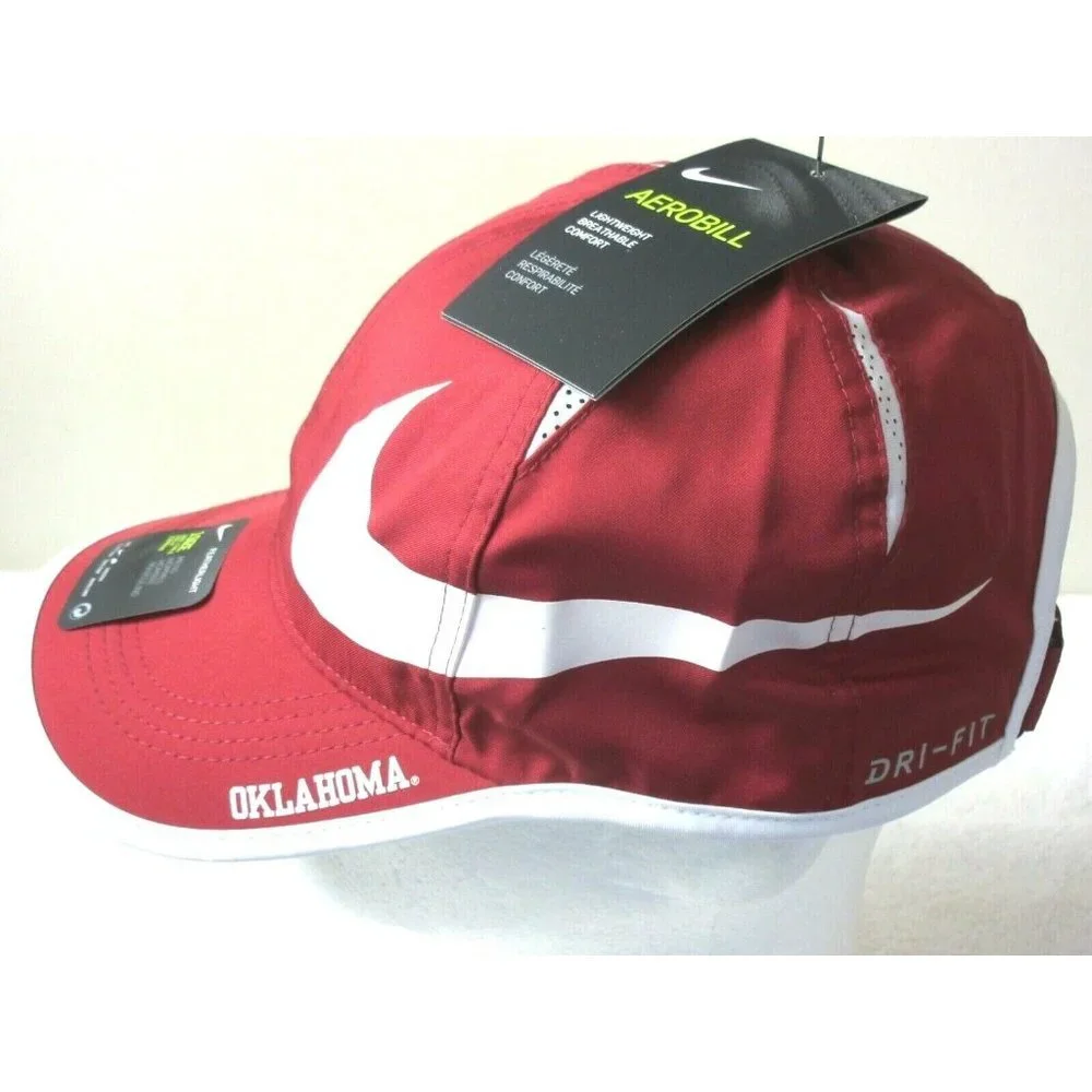 Nike Featherlight Aerobill Oklahoma Sooners Big Swoosh Men's Hat Crimson Red - Picture 2 of 3